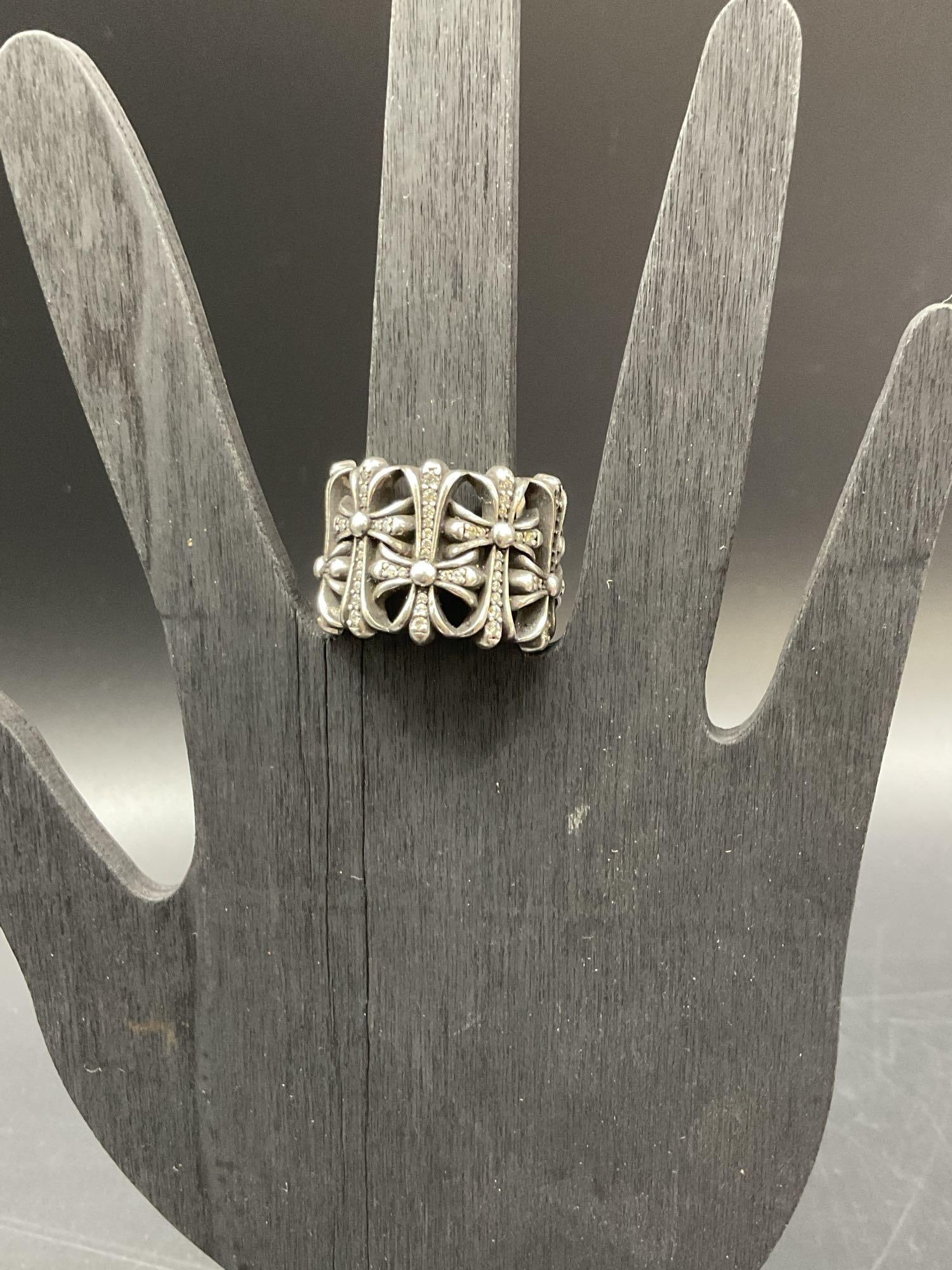 Chrome Hearts Diamond and Sterling Silver Cemetery Ring (1 of 5)