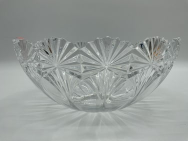 Vintage Fan and Starburst Pattern Crystal Bowl