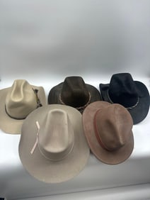 Set of 5 cowboy hats - Biltmore, Resistol, John B Stetson, Discovery & Trail Ridge