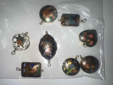 Collection of Floral Painted Resin Pendants