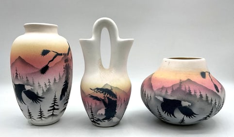 Sacred Messenger Vases Painted ceramic.