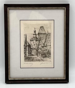 "Rothenburg" German Etching on paper