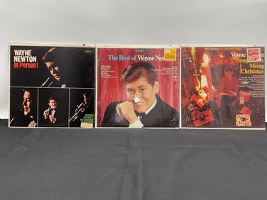 Set of 3 Wayne Newton Vinyl LPs – Merry Christmas, The Best of Wayne Newton, and In Person!