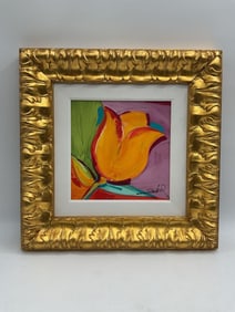 "Red Tulip" by Alfred Gockel (German, b.1952) Acrylic