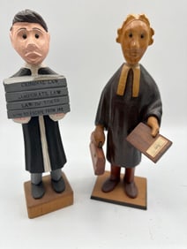 Pair of Hand-Carved Lawyer Figurines