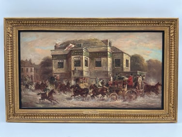 "Swan Tavern, Ludgate Hill" by John Charles Maggs (English, 1819-1896) Oil on Canvas