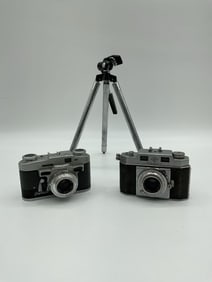 Lot of Vintage Cameras with Tripod