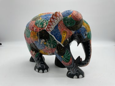 Hand-Painted Decorative Elephant Sculpture