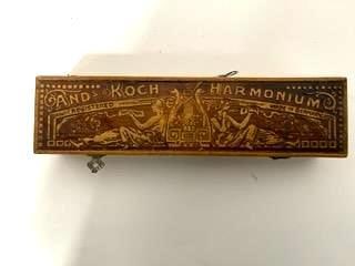 Antique Hohner Koch Harmonium Harmonica in Original Wooden Case