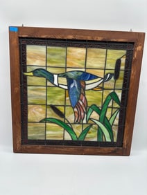 Stained Glass Panel with Flying Duck