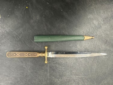 German Solingen WW2 Officers Dagger Stiletto Knife w/ Sheath