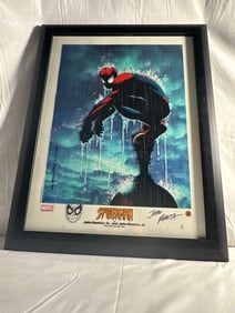 "Spider-Man in the Rain" Signed by John Romita
