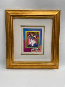"Blushing Beauty on Blends" by Peter Max (German/American, b.1937) Mixed Media