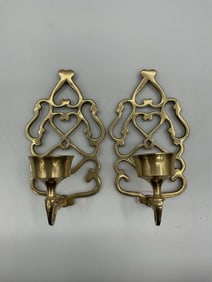 Pair of Brass Wall Candle Holders - India