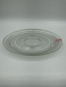 Pressed Glass Dinner Plate with Ribbed Design
