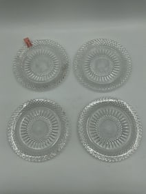 Pressed Glass Salad Plates with Diamond and Starburst Pattern