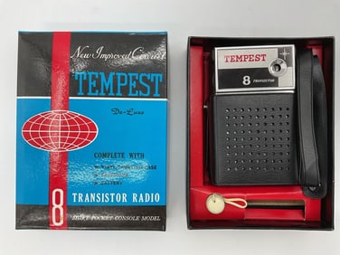 Vintage Tempest 8 Transistor Radio with Box and Guarantee Paperwork