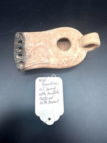 Byzantine Oil Lamp with Cross and Pierced Nozzle - Box 2 - 438