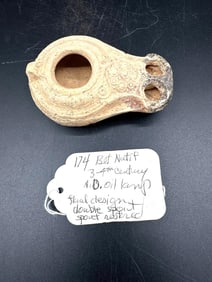 Bet Natif Double-Spouted Oil Lamp with Floral Design - Box 2 - 174