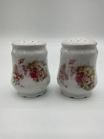 Vintage Porcelain Salt and Pepper Shakers with Floral Design