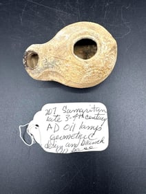 Samaritan Oil Lamp with Geometric and Branch Motifs - Box 2 - 207