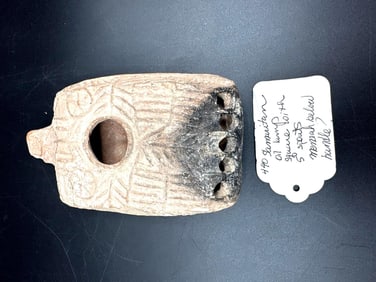 Samaritan Square Oil Lamp with Five Spouts and Menorah Motif - Box 2 - 440