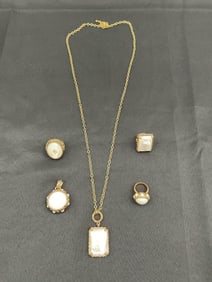 Barse Design Mother of Pearl Bronze Jewelry Set