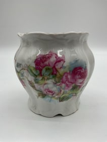 Vintage Porcelain Rose Motif Cachepot