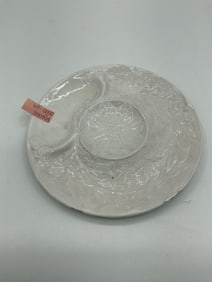 Embossed White Ceramic Relish Plate