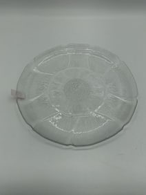 Vintage Clear Glass Petal-Pattern Divided Plate