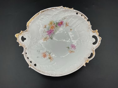 Antique German Reticulated Porcelain Bowl with Floral Decoration - CT