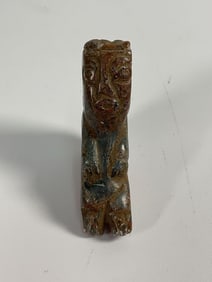 Pre-Columbian Style Carved Stone Figurine – Seated Anthropomorphic Figure