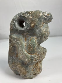 Pre-Columbian Carved Stone Figure – Reclining or Bound Human Form