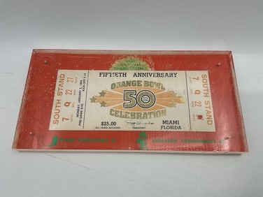 1984 Orange Bowl 50th Anniversary Ticket Plaque