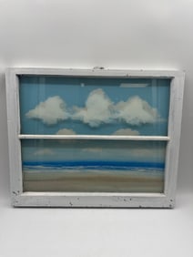 Seaside View Through Vintage Window Frame