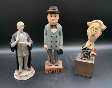Trio of Comedic Lawyer Figurines