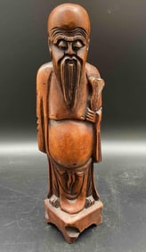 Carved Wooden Figure of Shou Xing (God of Longevity)
