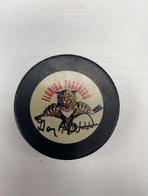 Florida Panthers Signed Logo Hockey Puck (Don Beaupre)