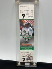 1993 Miami Dolphins vs. Philadelphia Eagles Commemorative Ticket Plaque