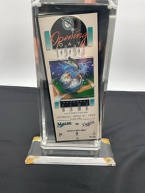 1993 Florida Marlins Inaugural Game Opening Day Ticket Display