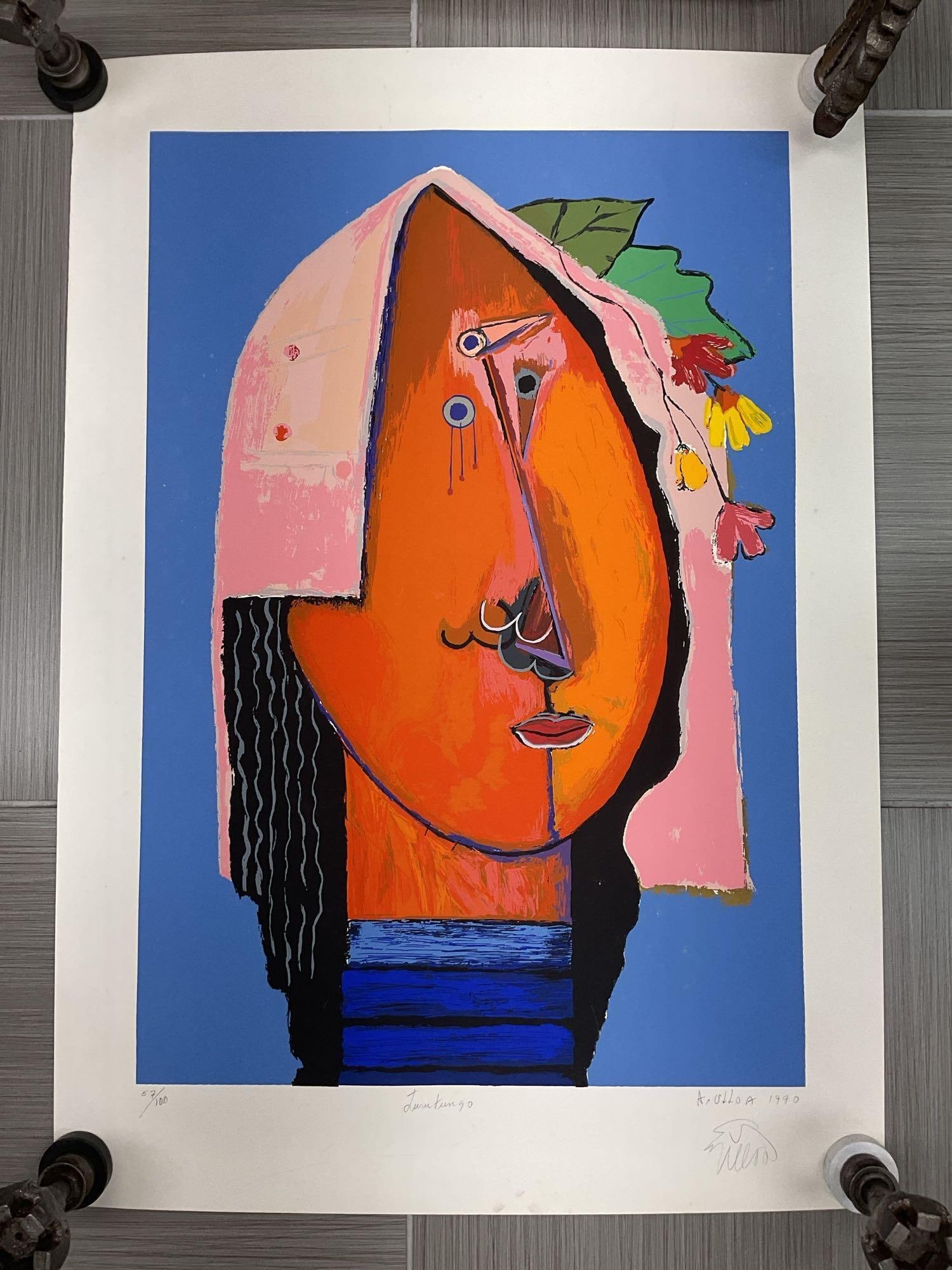 Abstract Portrait by Alberto Ulloa (Dominican Republic, 1950-2011) Serigraph (1 of 3)