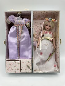 Fairytale Princess Porcelain Doll with Red Velvet Gown Set