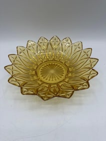 Amber Pressed Glass Sunburst Bowl