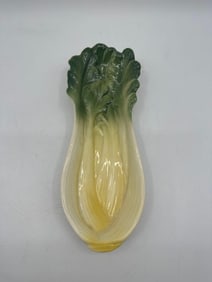 Vintage Lettuce Leaf Majolica Relish Dish