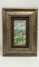 Figures at the Shoreline by Gabriel Spat (American, 1890-1967) Oil on Board