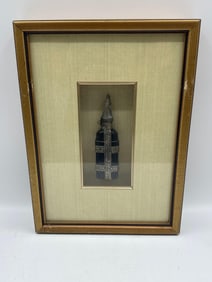 Framed Antique Silver-Trimmed Glass Snuff Bottle (Cross Motif)