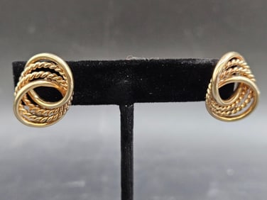 14K Yellow Gold Oval Knot Clip-On Earrings