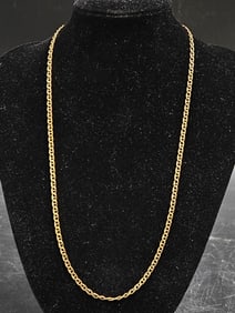 18K Yellow Gold Flat Curb Link Chain Necklace