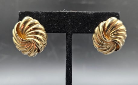 14K Yellow Gold Twisted Knot Earrings