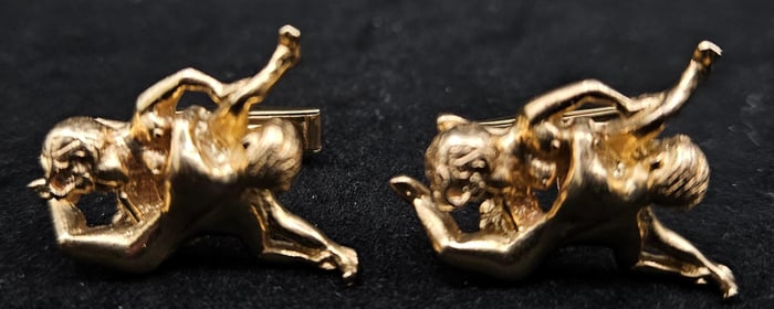 14K Yellow Gold Erotic Figural Cufflinks
